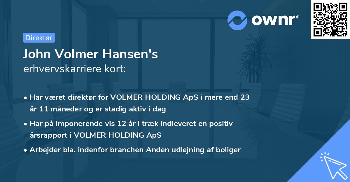 John Volmer Hansen's erhvervskarriere kort