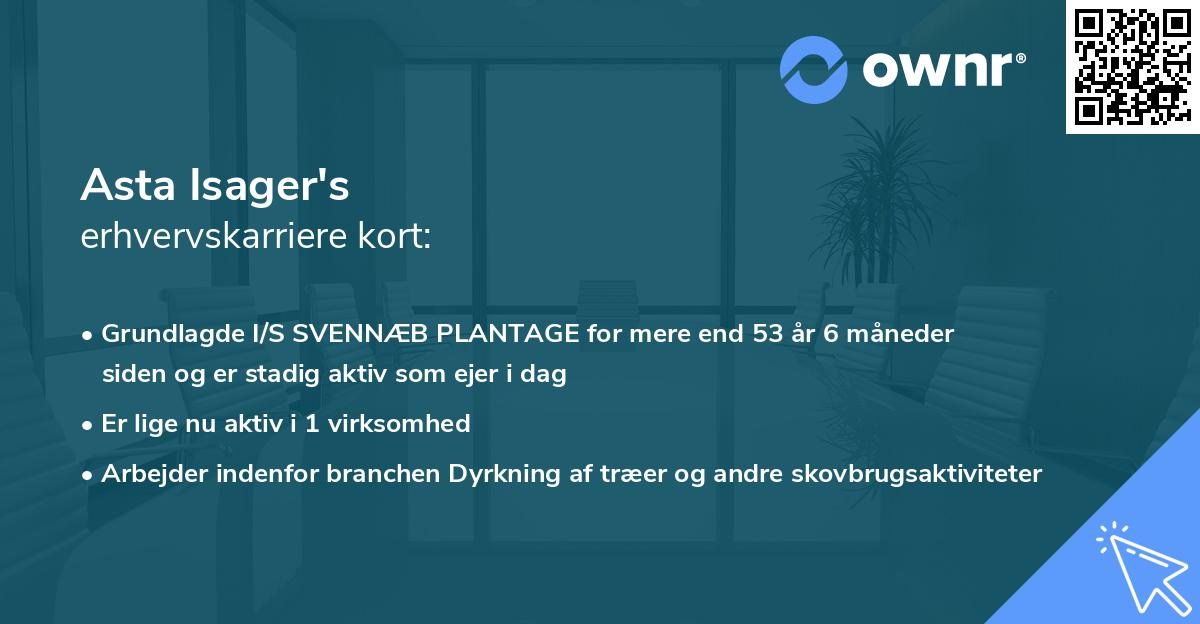 Asta Isager's erhvervskarriere kort