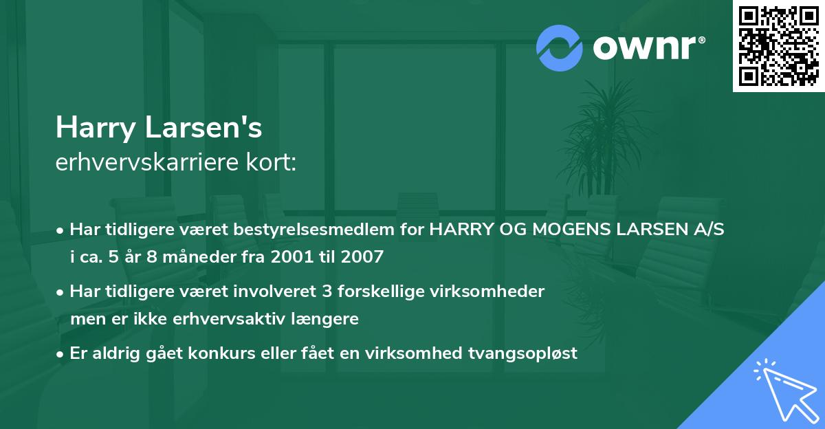 Harry Larsen's erhvervskarriere kort