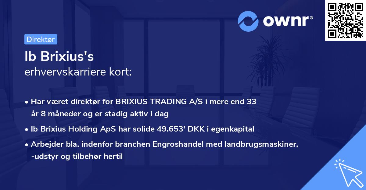 Ib Brixius's erhvervskarriere kort