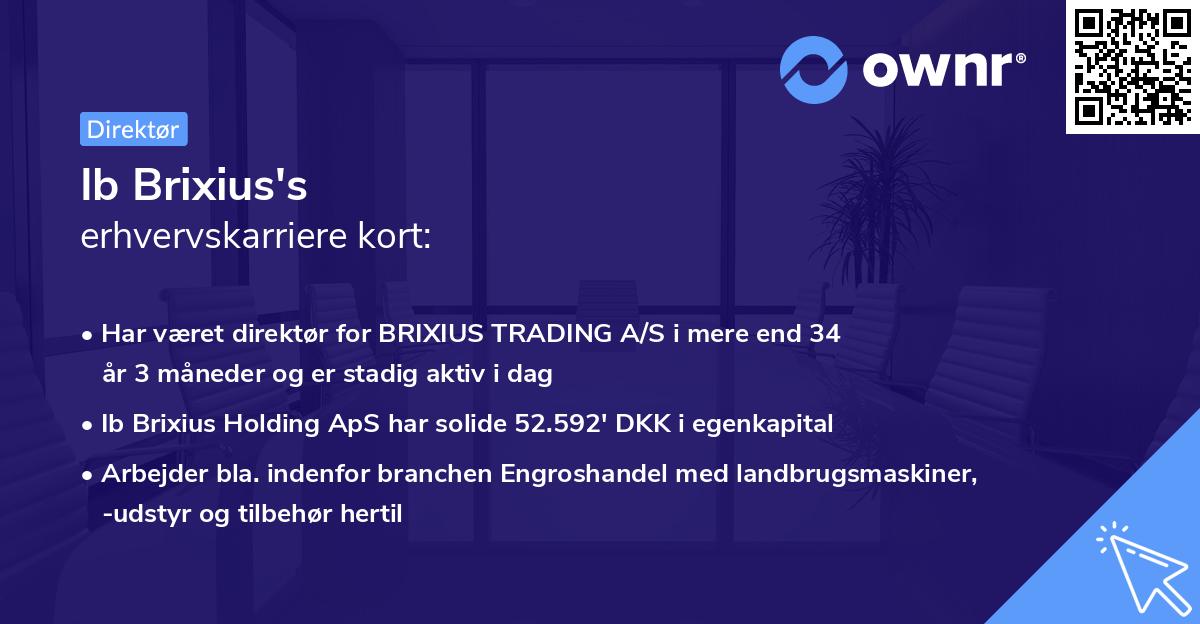 Ib Brixius's erhvervskarriere kort