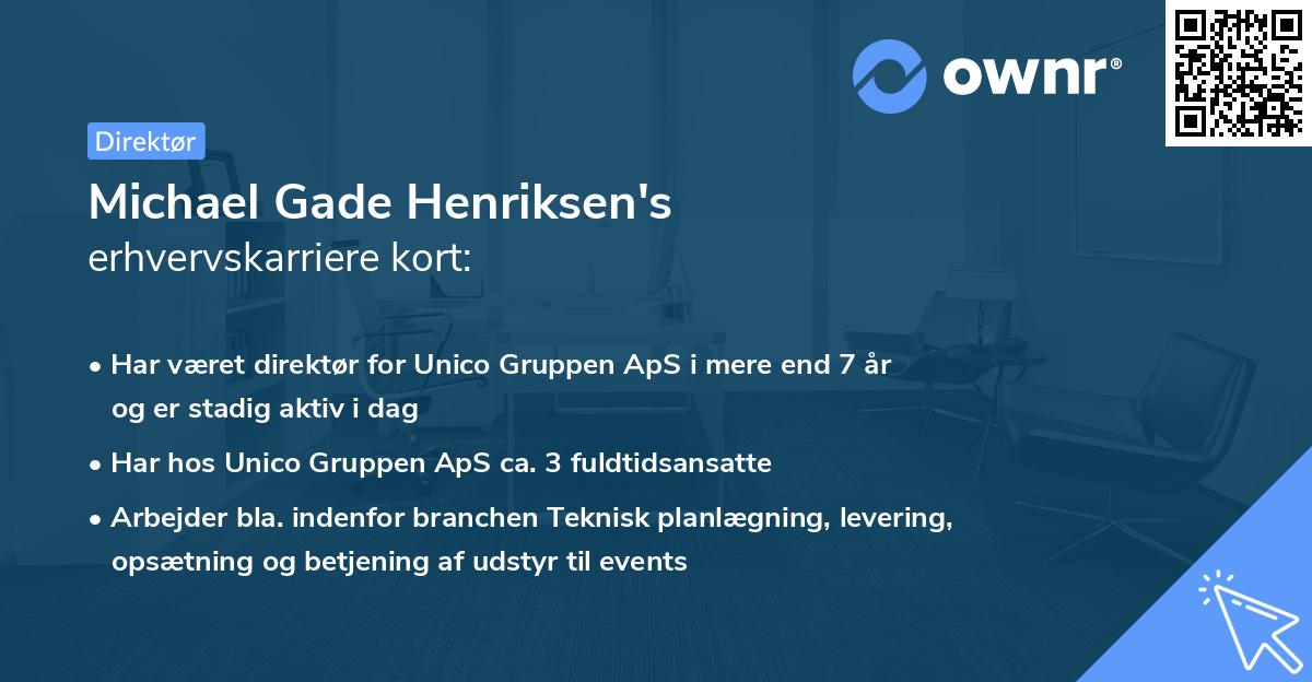 Michael Gade Henriksen's erhvervskarriere kort