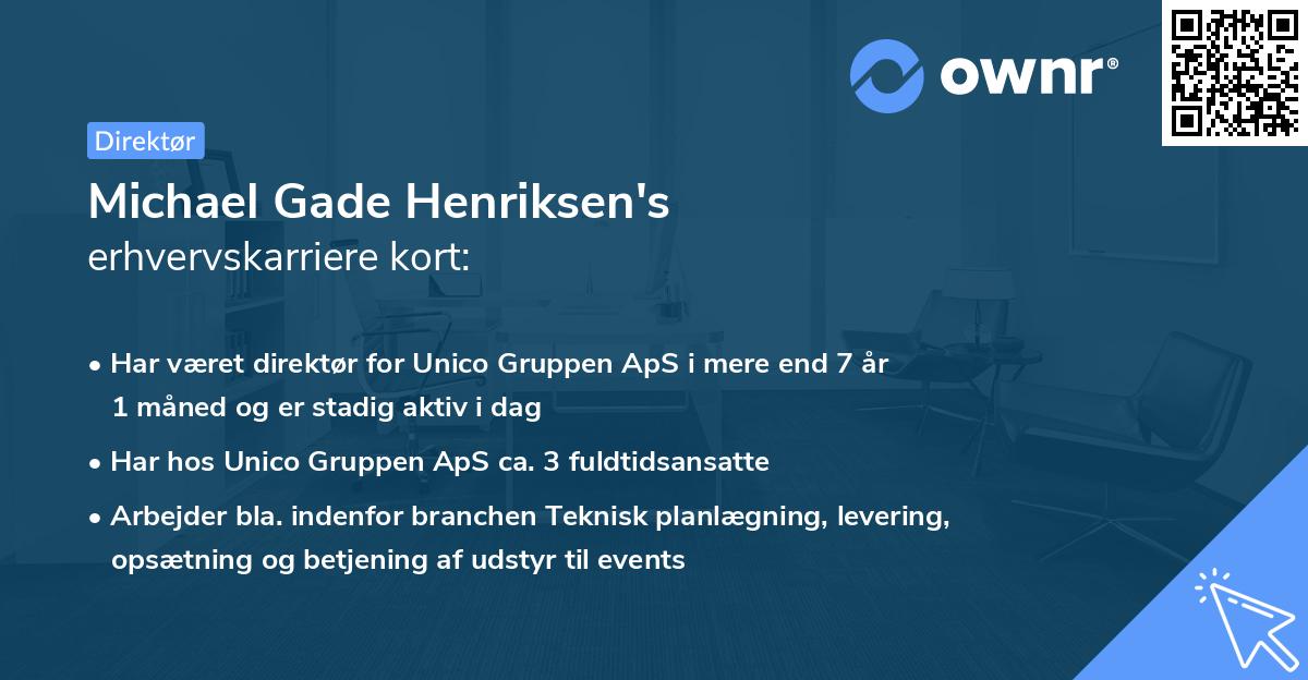 Michael Gade Henriksen's erhvervskarriere kort