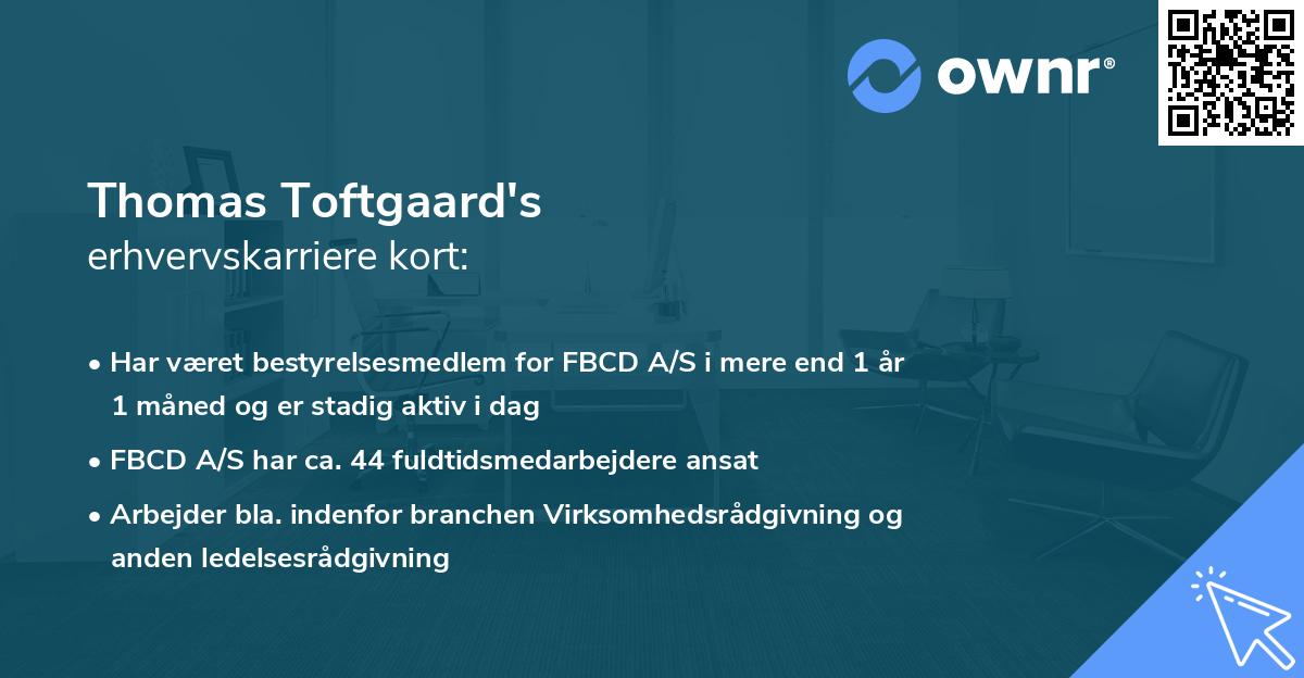 Thomas Toftgaard's erhvervskarriere kort