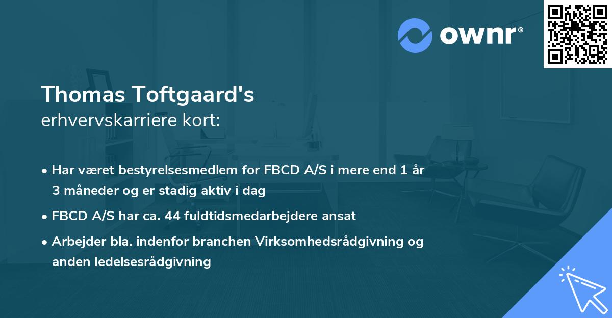 Thomas Toftgaard's erhvervskarriere kort