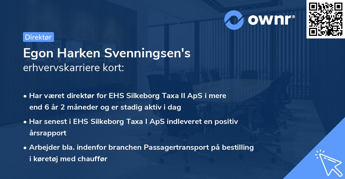 Egon Harken Svenningsen's erhvervskarriere kort