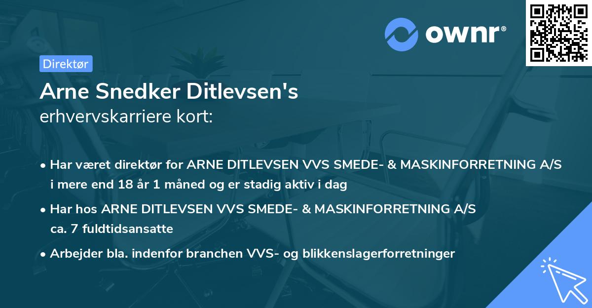 Arne Snedker Ditlevsen's erhvervskarriere kort