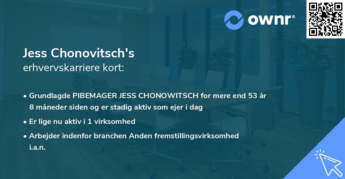 Jess Chonovitsch's erhvervskarriere kort