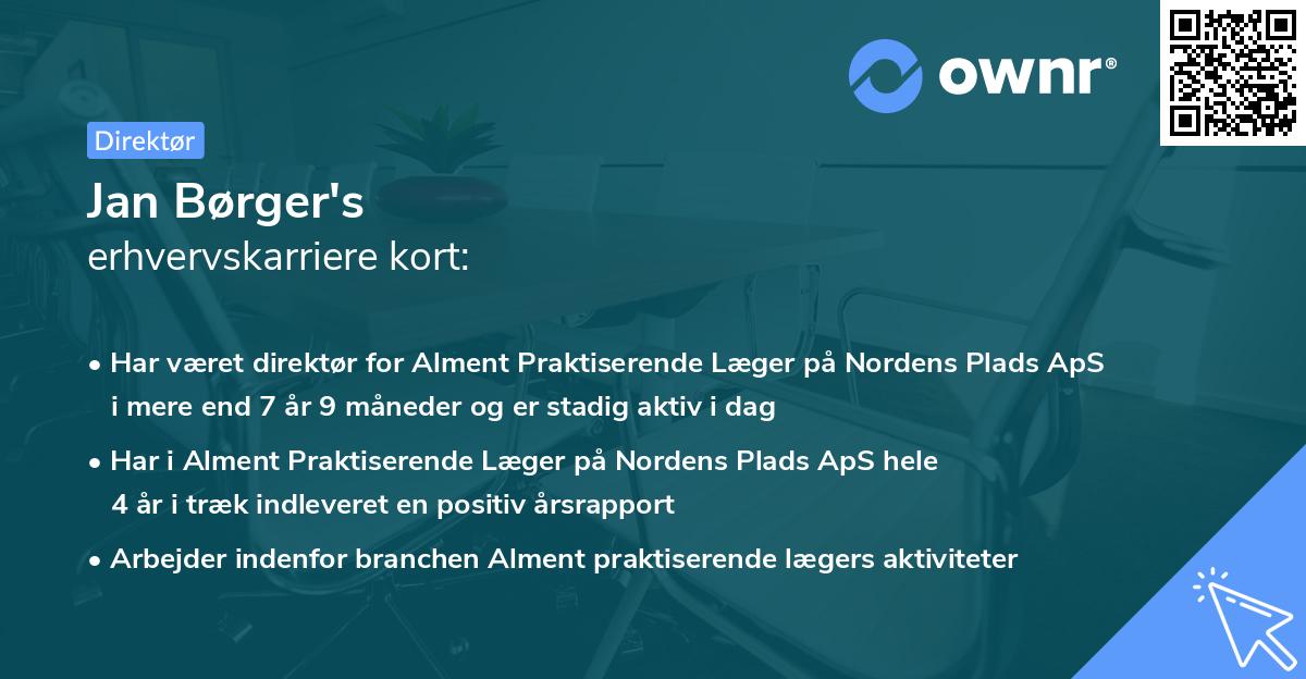 Jan Børger's erhvervskarriere kort