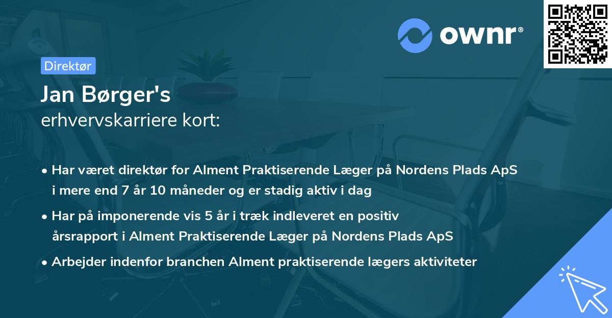 Jan Børger's erhvervskarriere kort