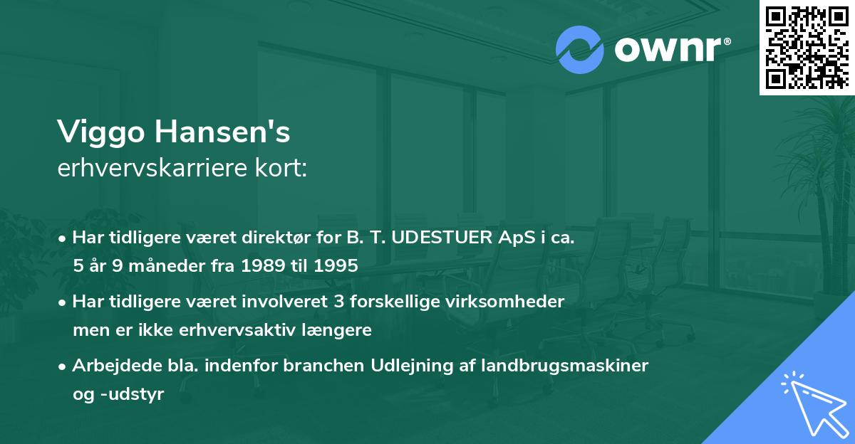 Viggo Hansen's erhvervskarriere kort