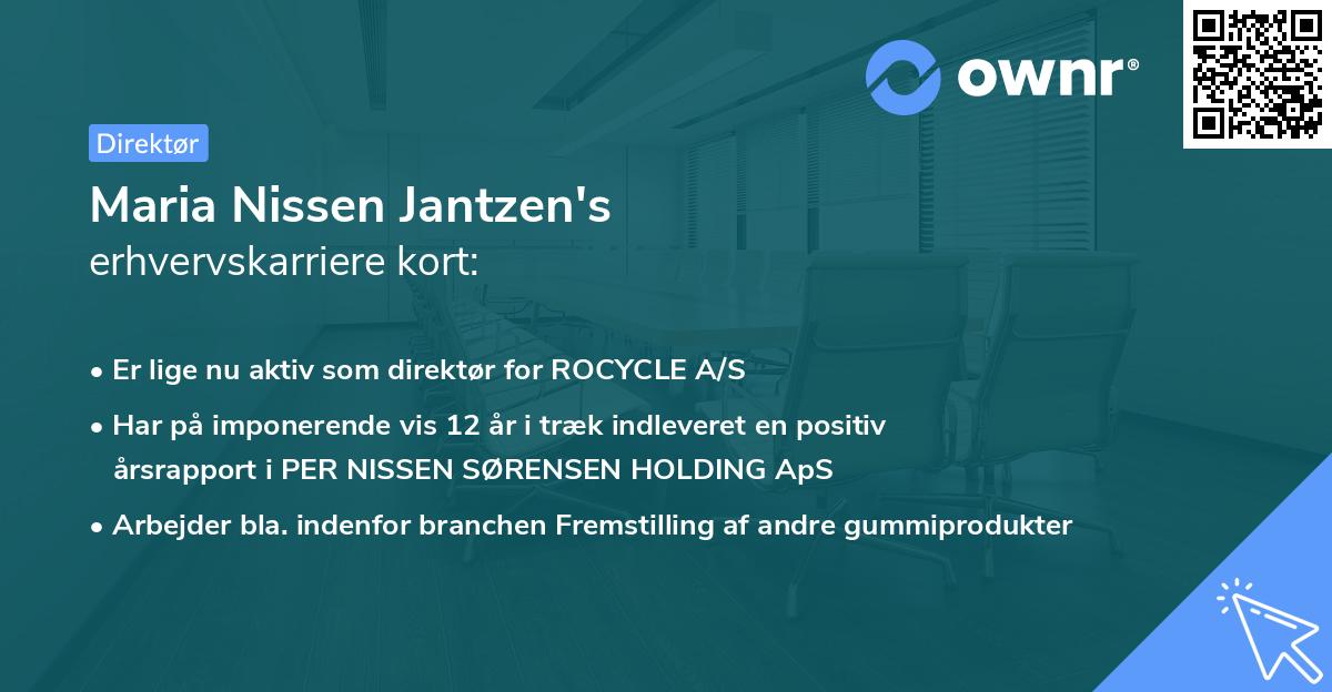 Maria Nissen Jantzen's erhvervskarriere kort