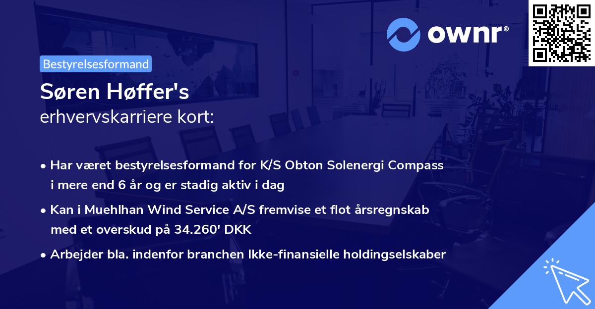 Søren Høffer's erhvervskarriere kort