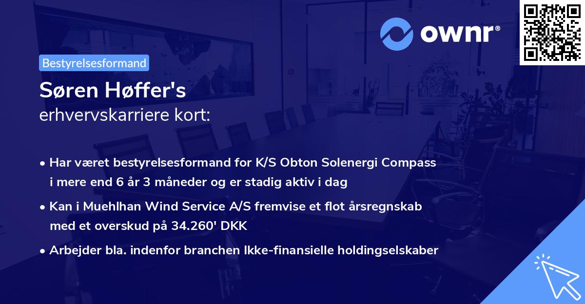 Søren Høffer's erhvervskarriere kort