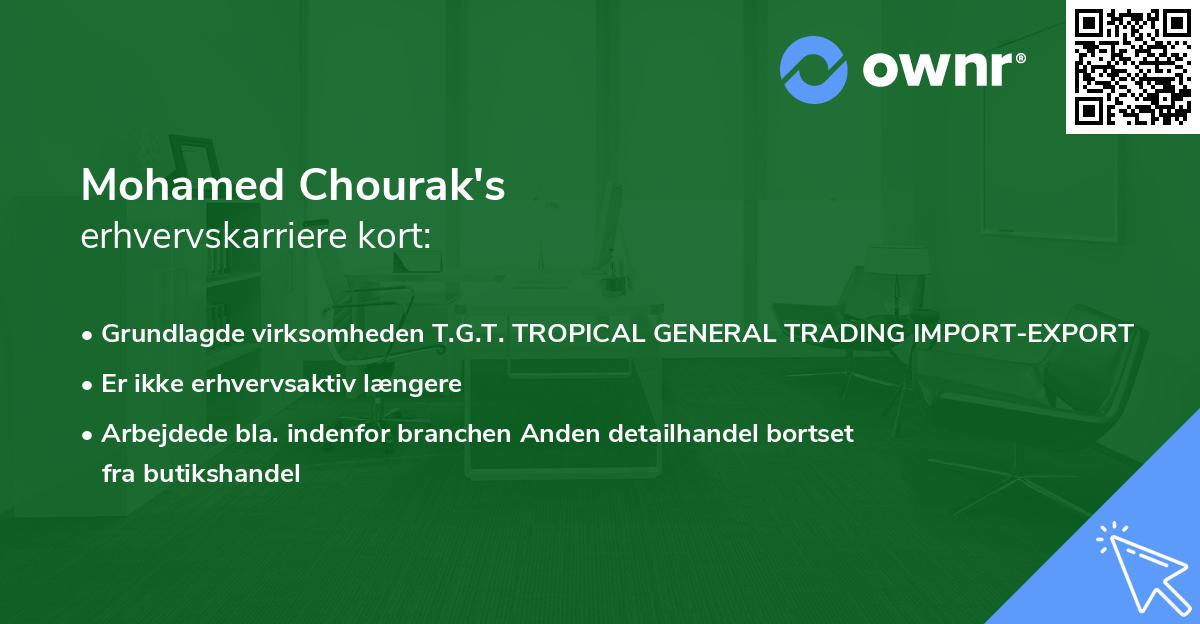 Mohamed Chourak's erhvervskarriere kort