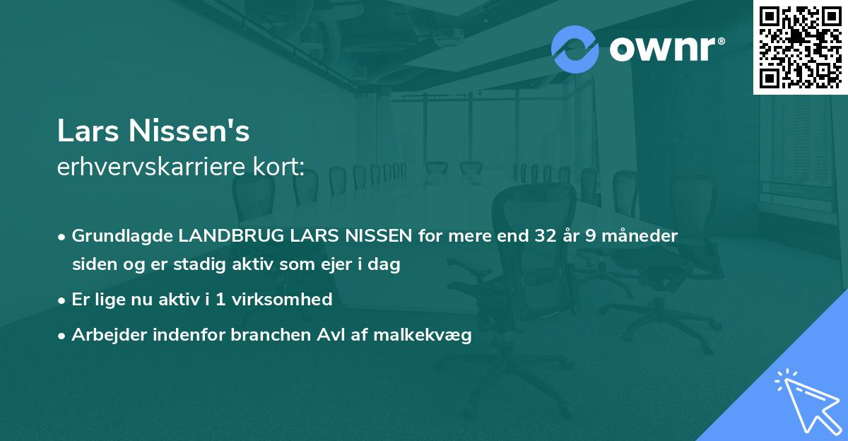 Lars Nissen's erhvervskarriere kort