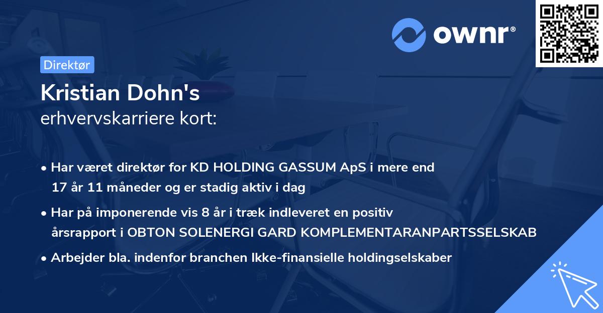 Kristian Dohn's erhvervskarriere kort