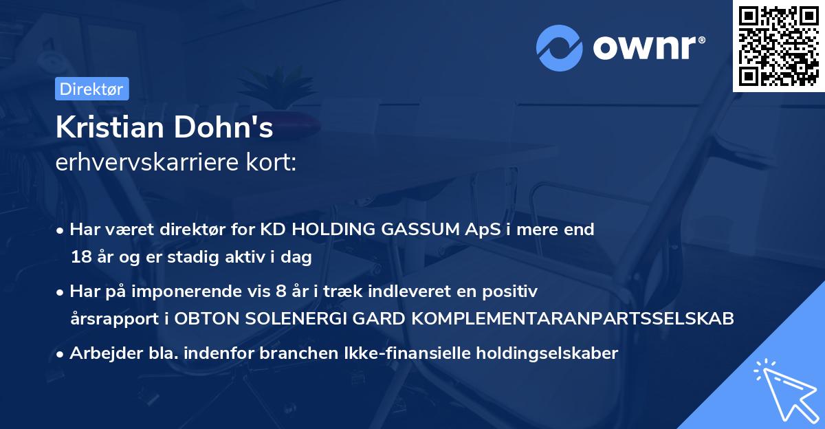 Kristian Dohn's erhvervskarriere kort