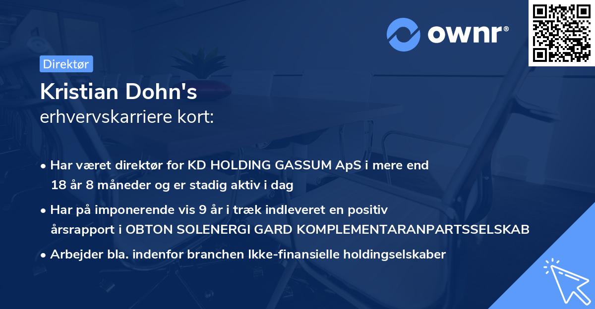Kristian Dohn's erhvervskarriere kort