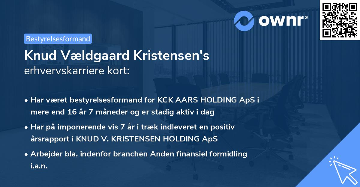 Knud Vældgaard Kristensen's erhvervskarriere kort