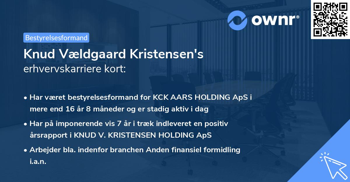 Knud Vældgaard Kristensen's erhvervskarriere kort