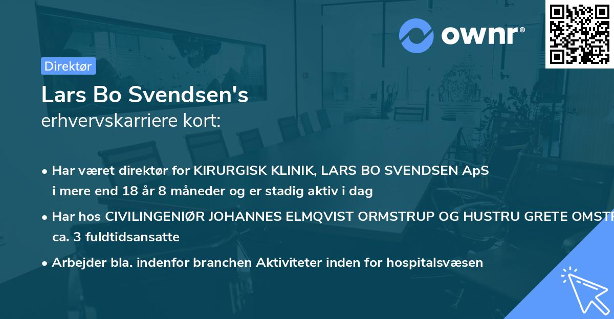 Lars Bo Svendsen's erhvervskarriere kort