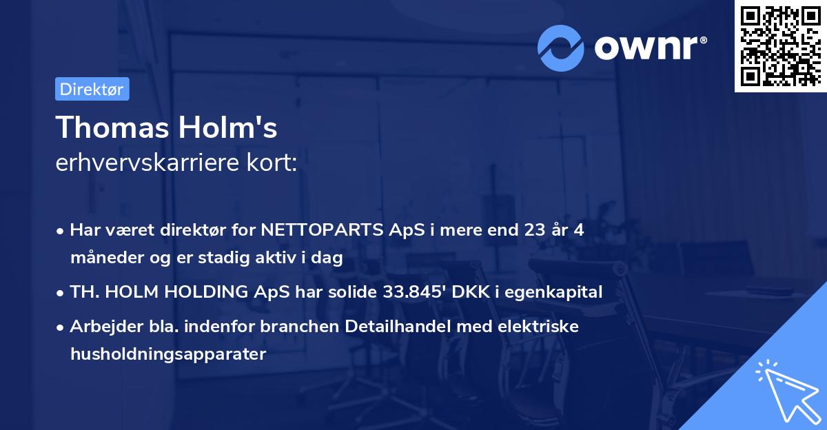 Thomas Holm's erhvervskarriere kort