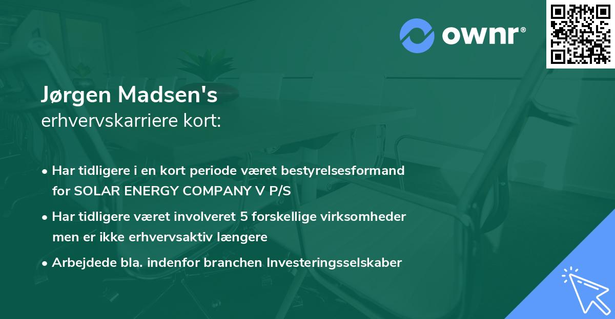 Jørgen Madsen's erhvervskarriere kort