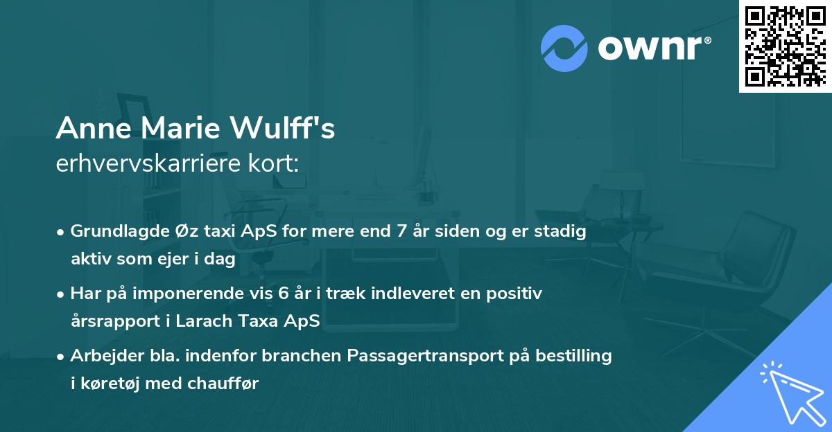 Anne Marie Wulff's erhvervskarriere kort