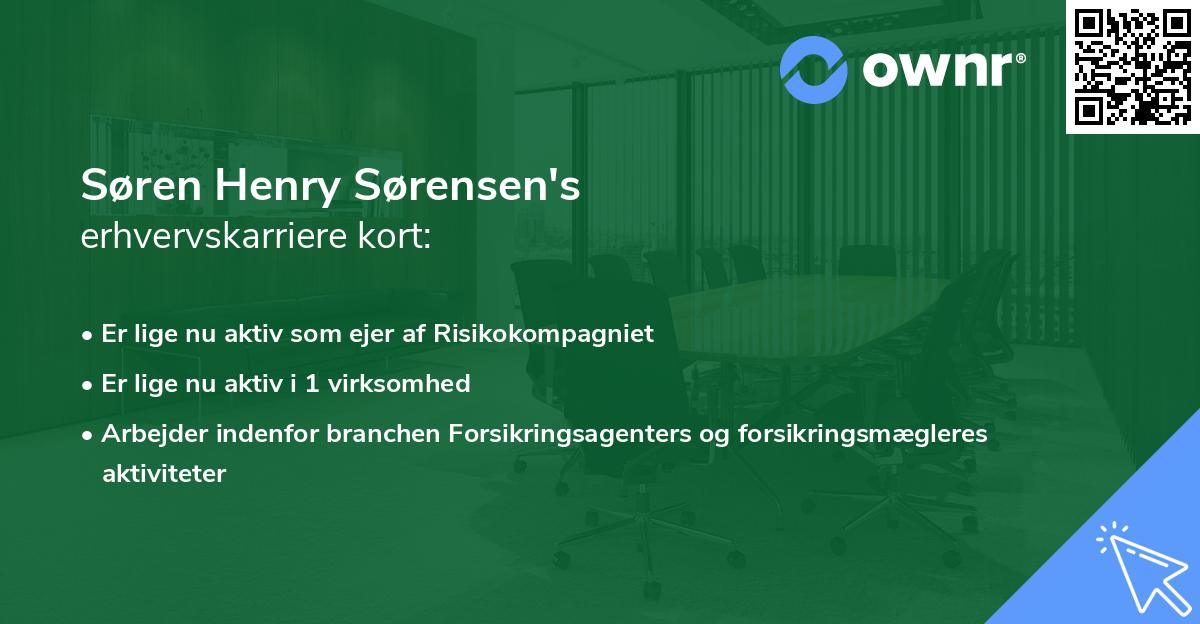 Søren Henry Sørensen's erhvervskarriere kort