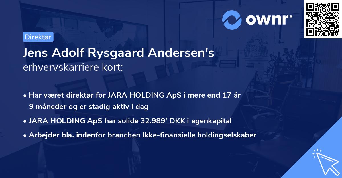 Jens Adolf Rysgaard Andersen's erhvervskarriere kort