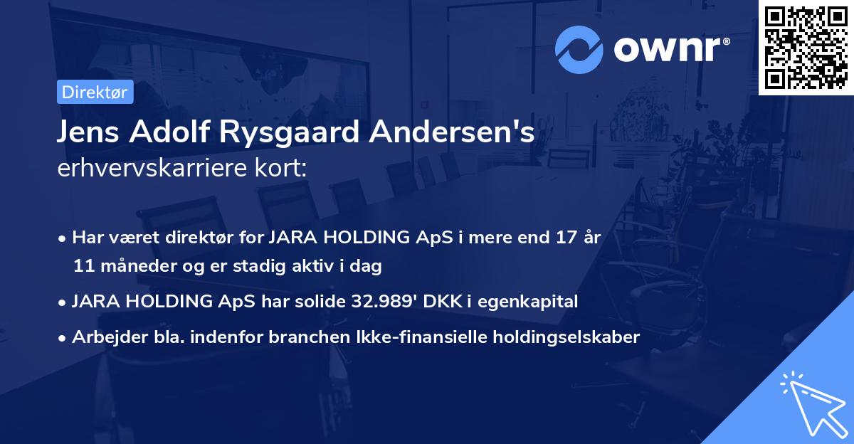 Jens Adolf Rysgaard Andersen's erhvervskarriere kort