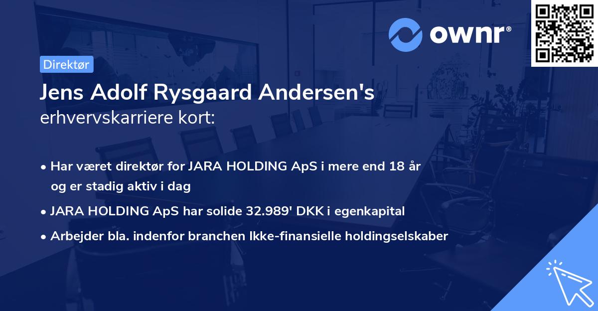 Jens Adolf Rysgaard Andersen's erhvervskarriere kort