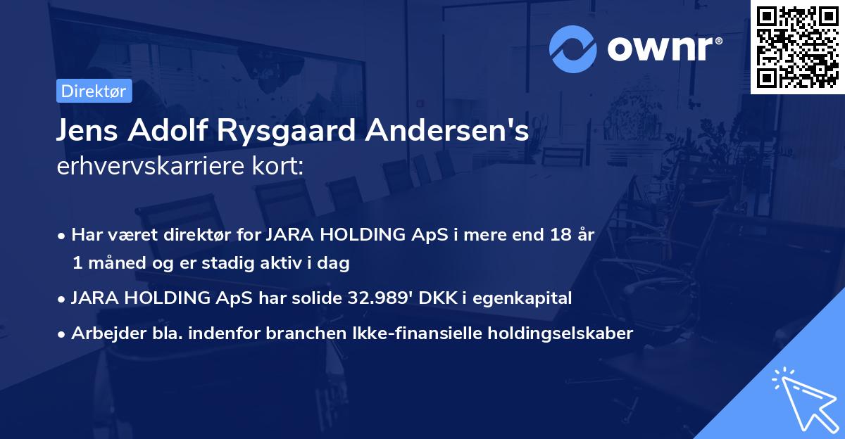 Jens Adolf Rysgaard Andersen's erhvervskarriere kort