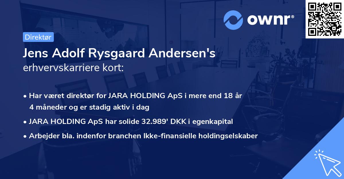 Jens Adolf Rysgaard Andersen's erhvervskarriere kort