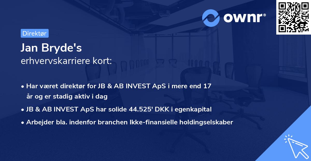 Jan Bryde's erhvervskarriere kort