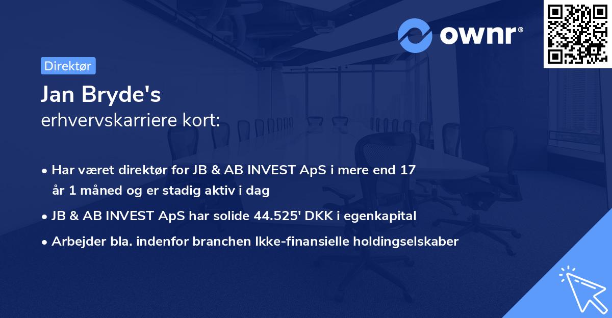 Jan Bryde's erhvervskarriere kort