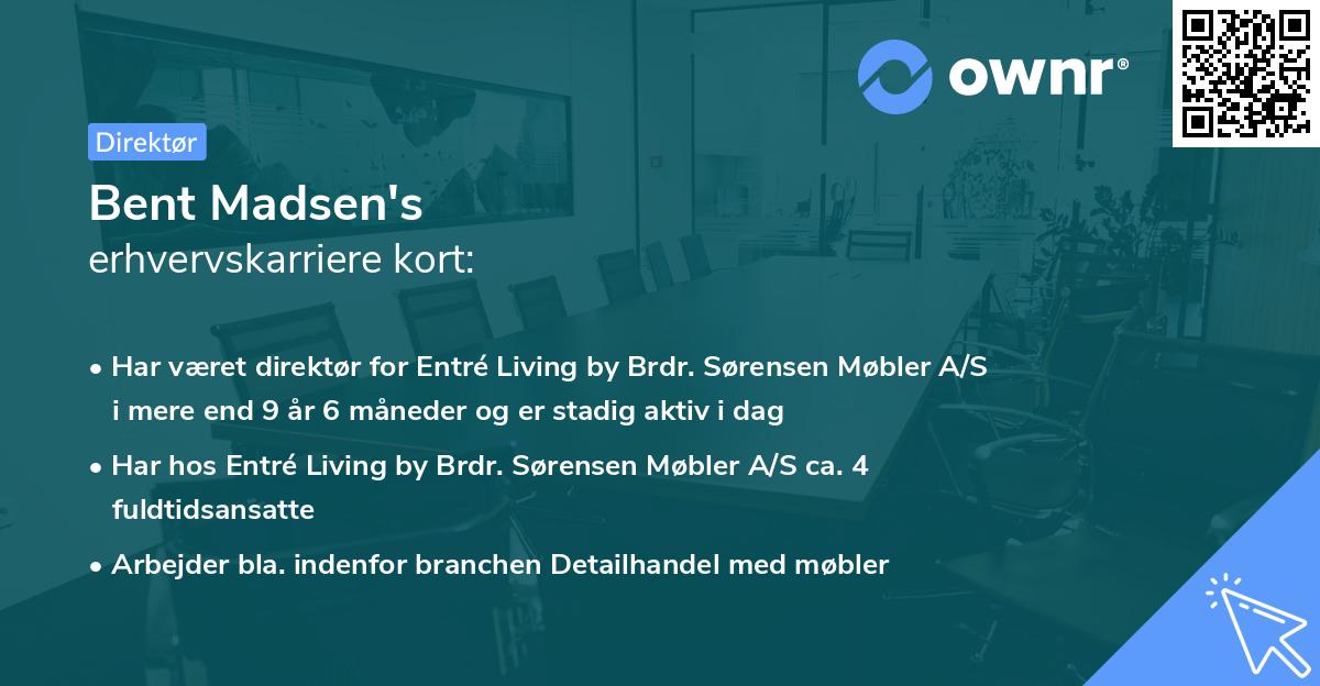 Bent Madsen's erhvervskarriere kort