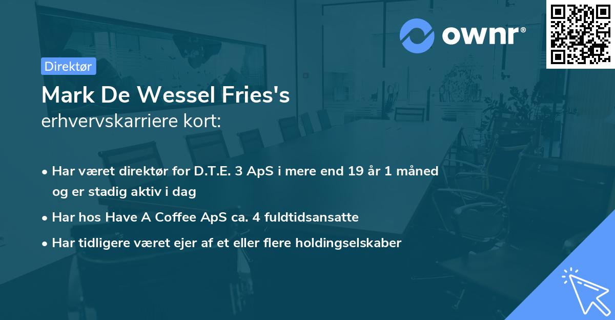 Mark De Wessel Fries's erhvervskarriere kort