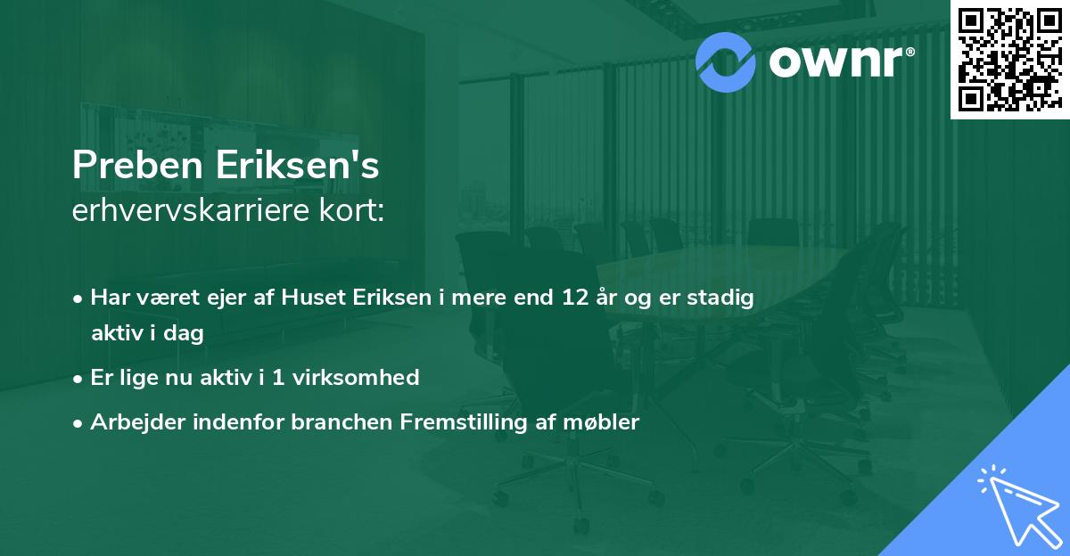 Preben Eriksen's erhvervskarriere kort