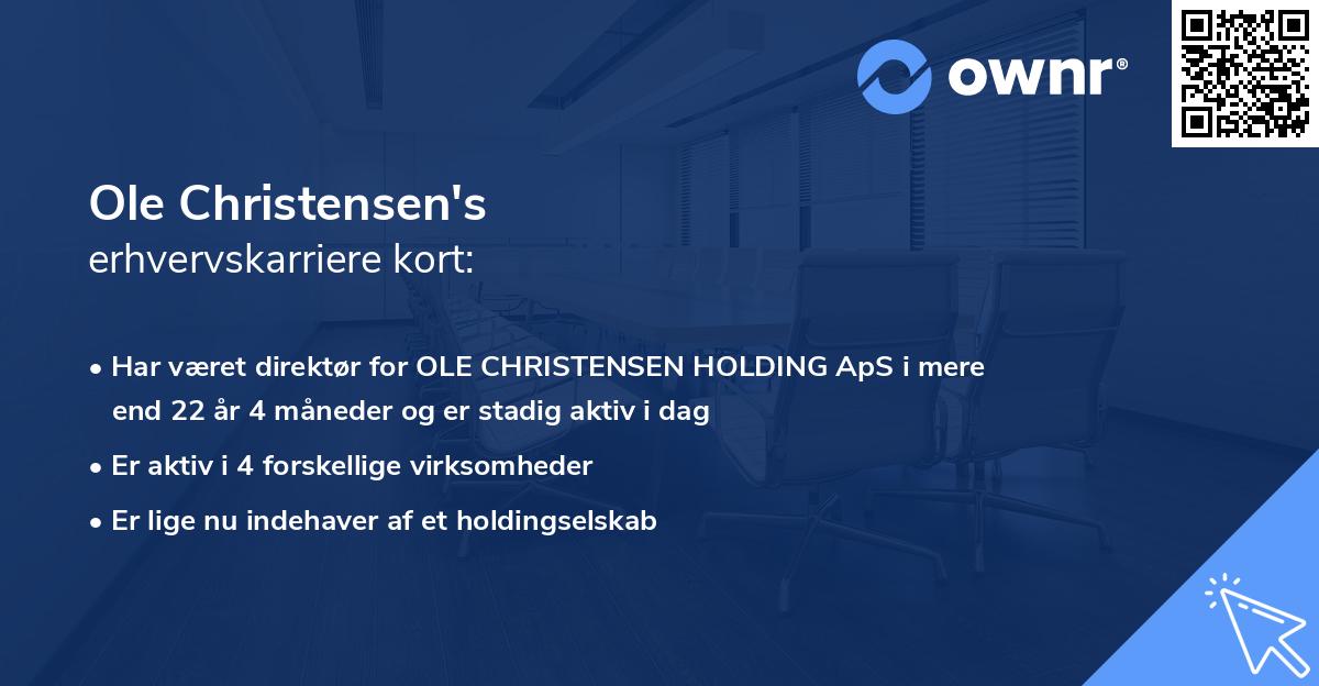 Ole Christensen's erhvervskarriere kort