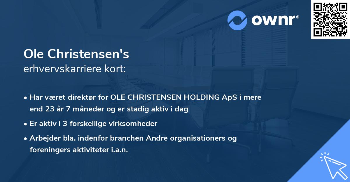 Ole Christensen's erhvervskarriere kort