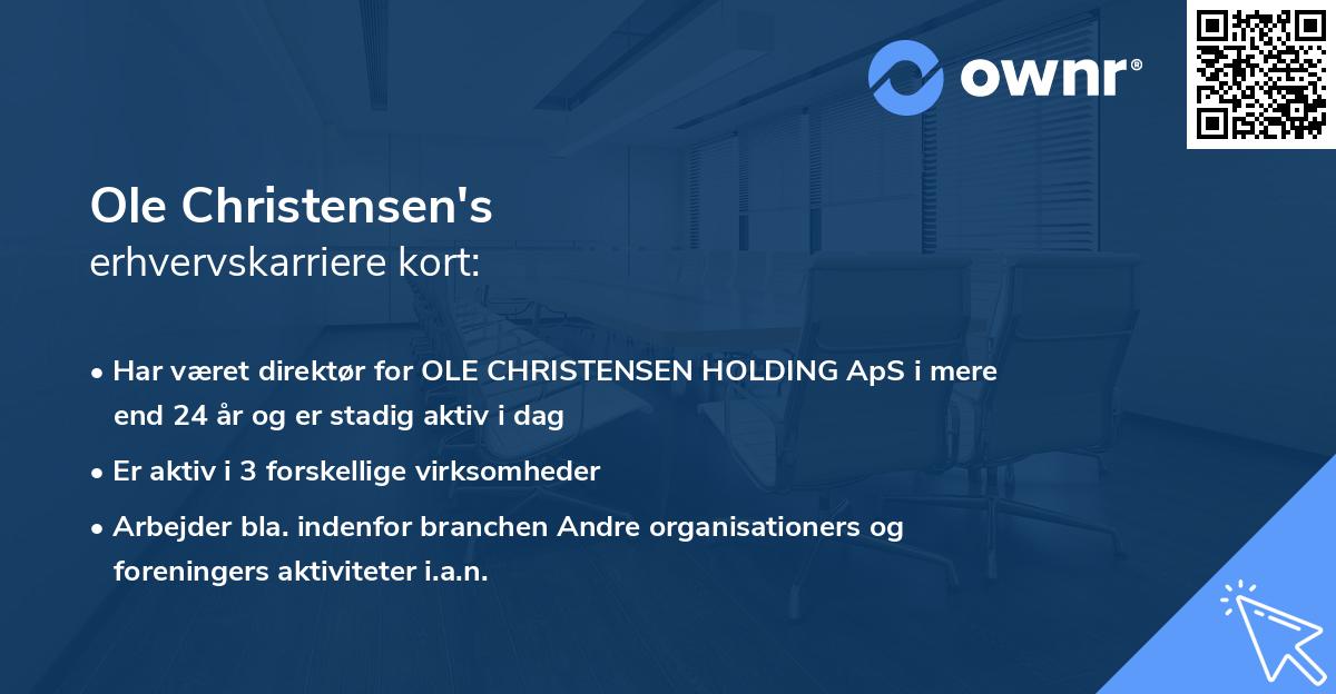 Ole Christensen's erhvervskarriere kort
