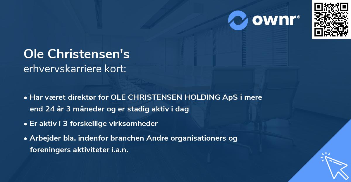Ole Christensen's erhvervskarriere kort