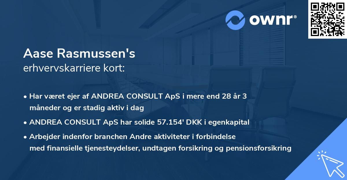 Aase Rasmussen's erhvervskarriere kort