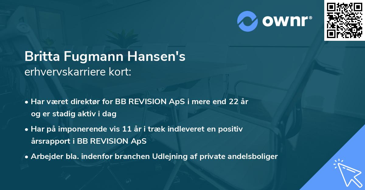 Britta Fugmann Hansen's erhvervskarriere kort