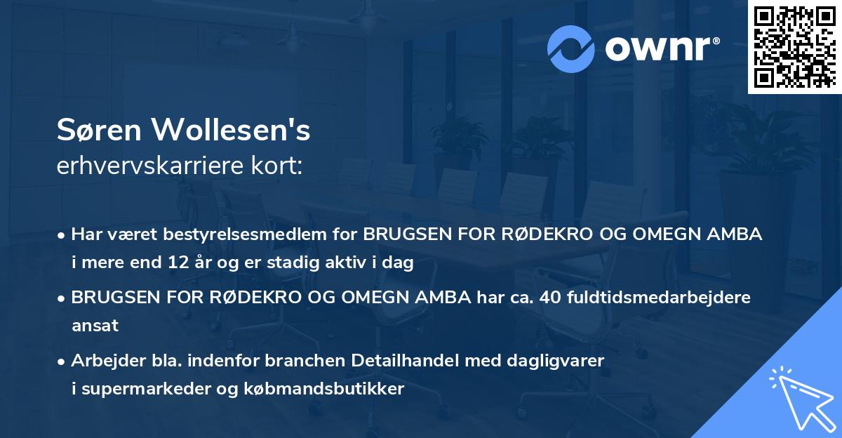 Søren Wollesen's erhvervskarriere kort