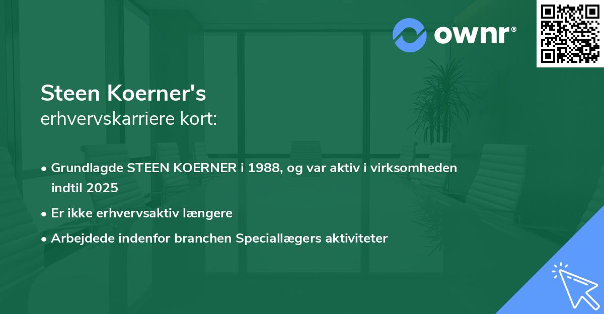 Steen Koerner's erhvervskarriere kort