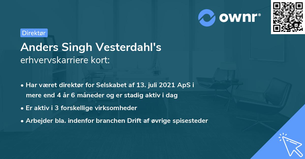 Anders Singh Vesterdahl's erhvervskarriere kort