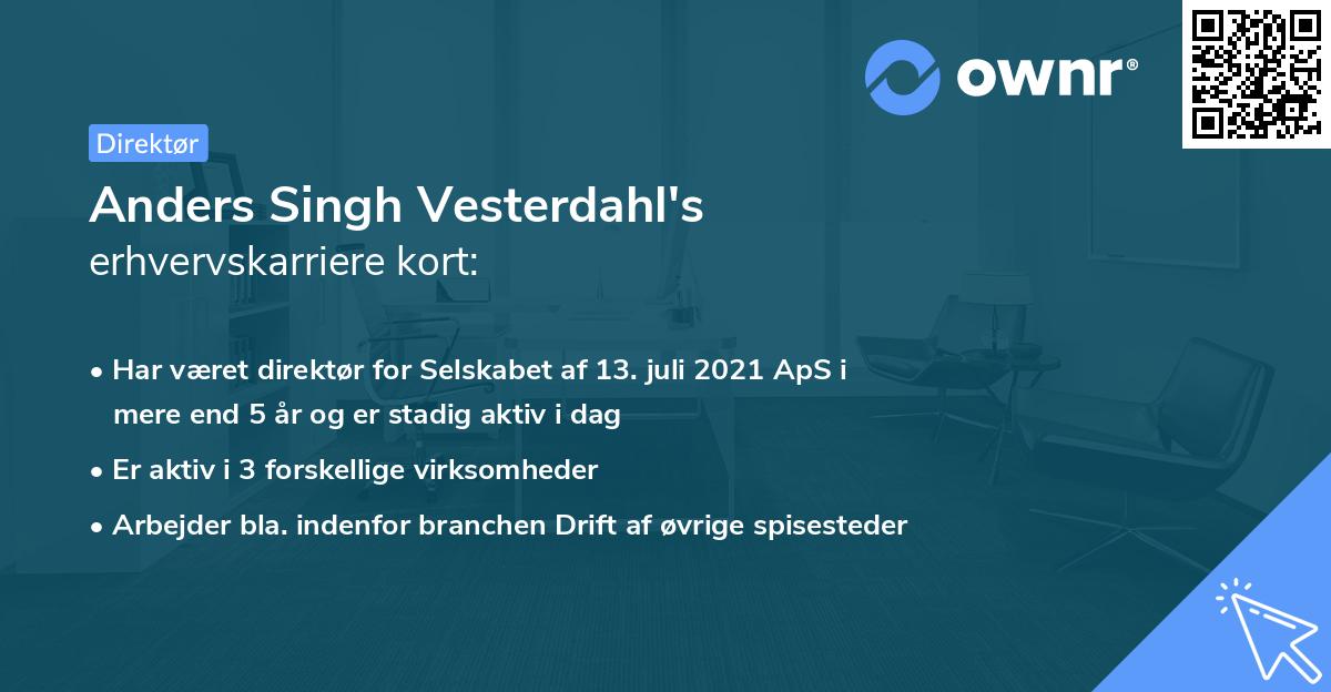 Anders Singh Vesterdahl's erhvervskarriere kort